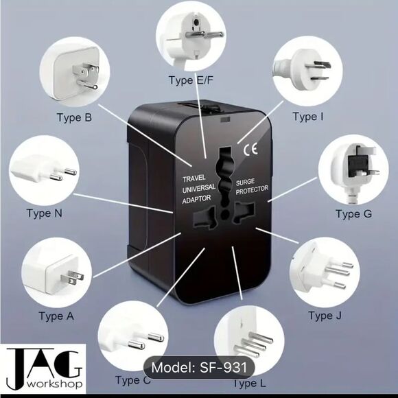 Univeral International Travel Power Adapter Plugs Charger for USA EU UK 110-240V - Picture 2 of 15
